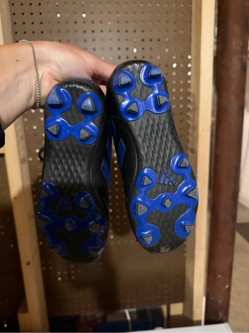 adidas Kids Black and Blue Soccer Cleats